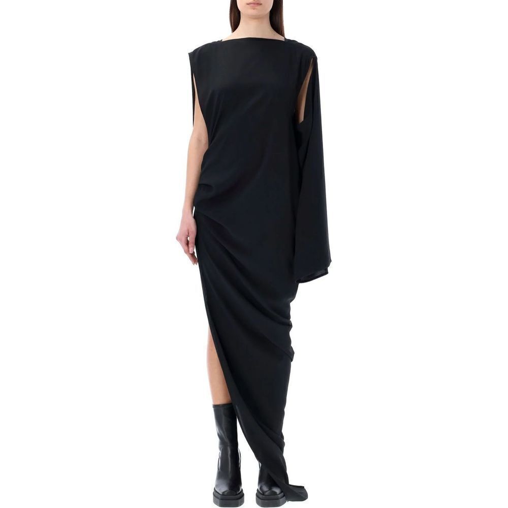 Rick Owens Asymmetric-Design Gathered-Detail Dress Gothic Black Size US 6